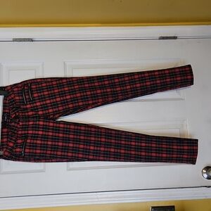 Rue 21 Red and Black Plaid Small Plaid Fitted  Jeans